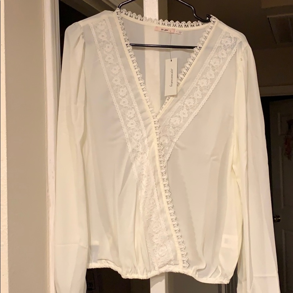 Brand New off white dress shirt with lace
